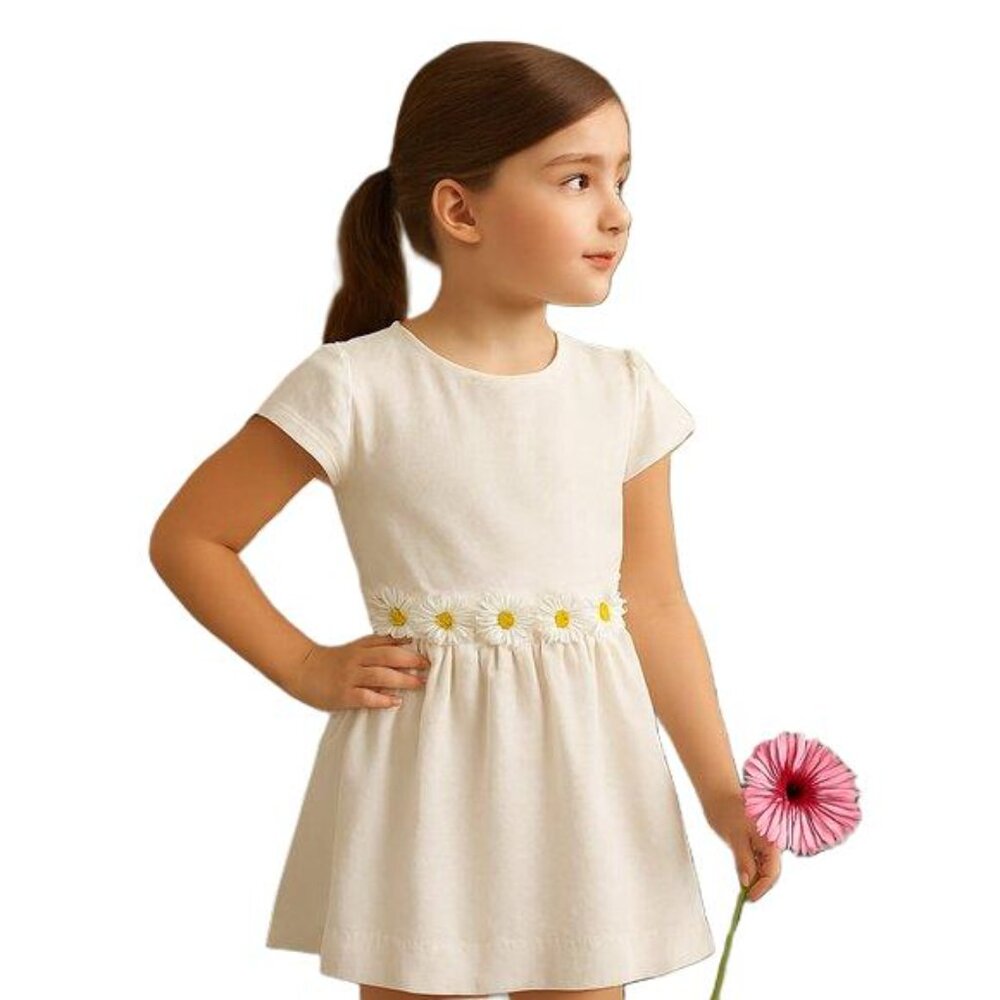Carter’s Girls Floral Dress 8 – White, Lined, Cap Sleeves